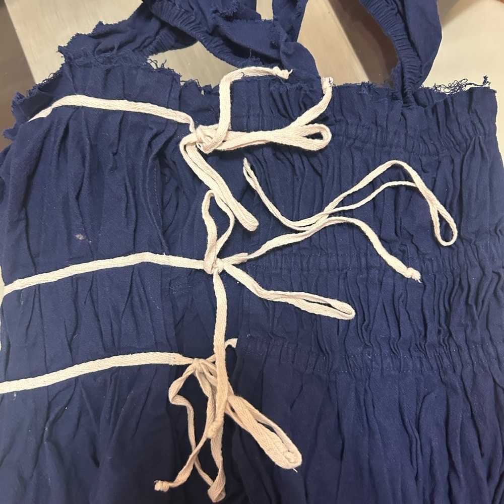 Free People Navy Blue Ruffled Top - Picture 4 of 5